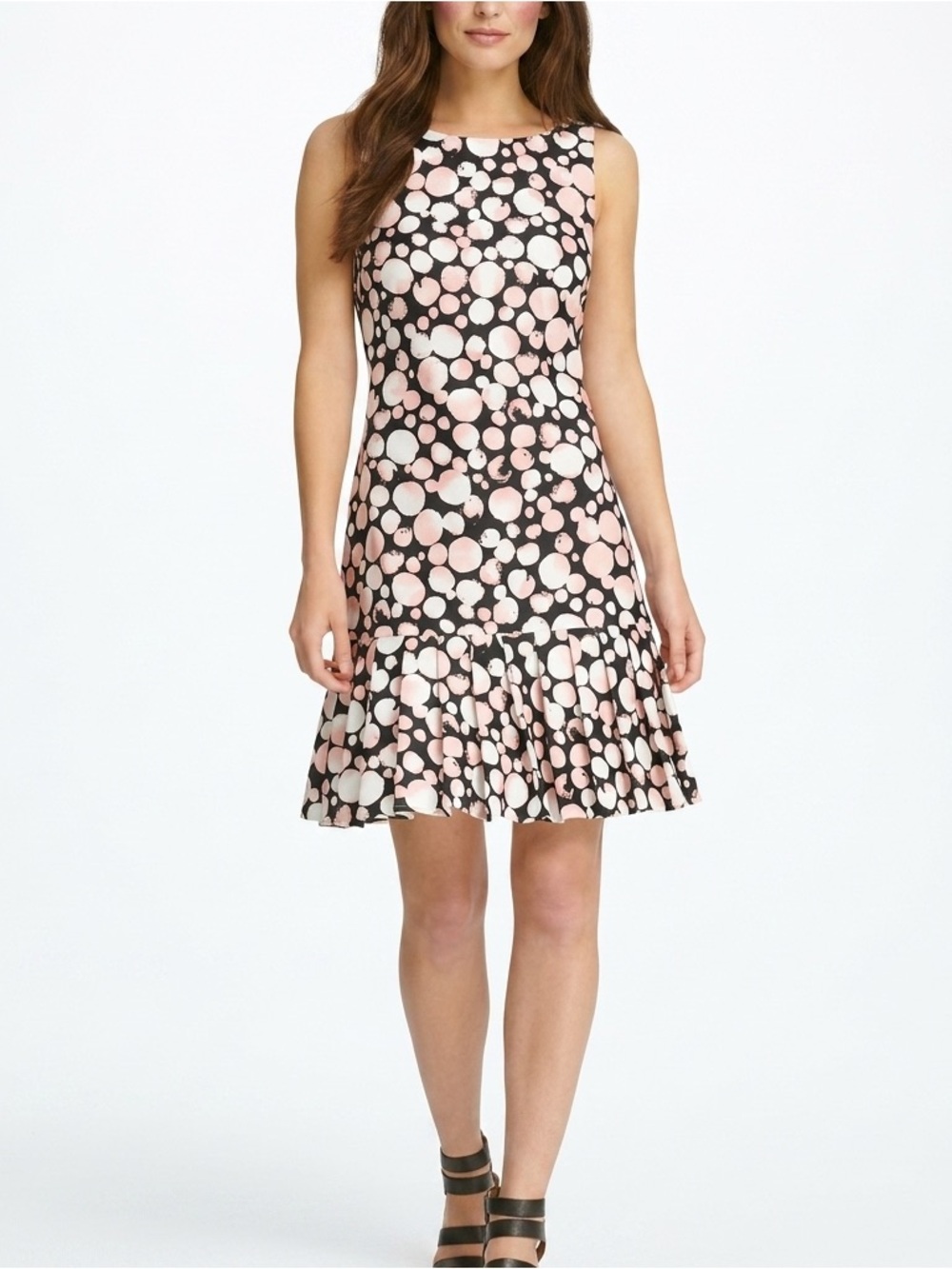 🆕DKNY Pink Pattern Pleated Party Sheath Dress